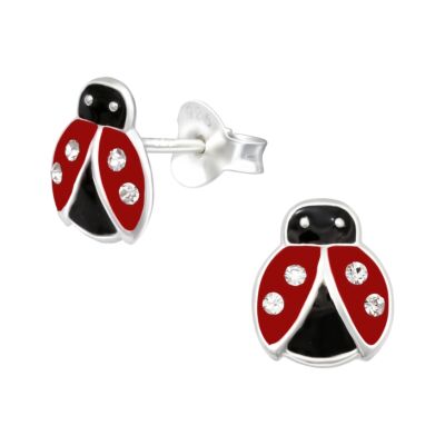 Ladybug Silver Ear Studs for Children