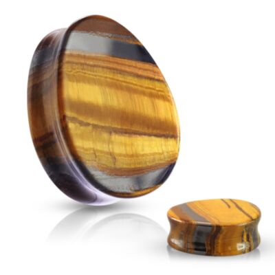 Tear Drop Plug from Pure Natural Tiger Eye Stone - 12 mm