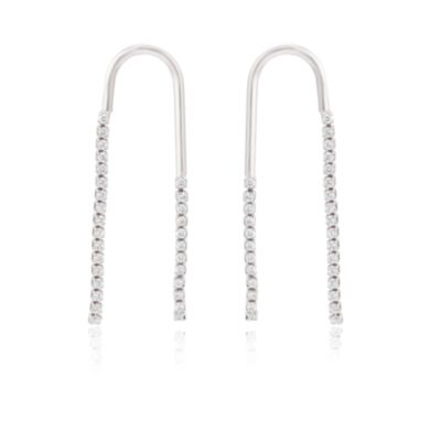 Ear Studs with Double Flexible Dangles of Clear Gems
